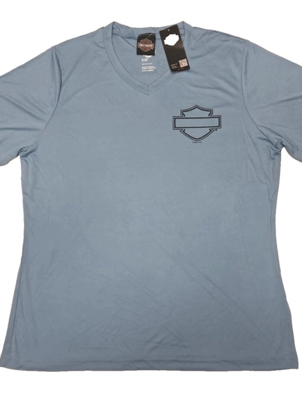 Harley-Davidson Motorcycles  "Logo" Women's Blue PolyT-shirt. Size XL.